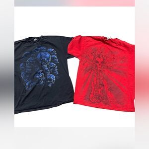 Y2K skull grunge lot of two shirts large